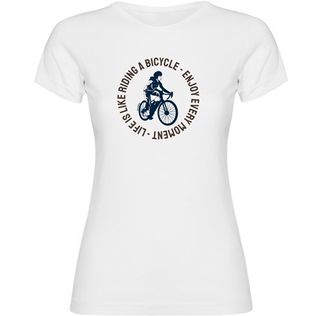 T Shirt Ciclismo Life is Like Riding Manica Corta Donna