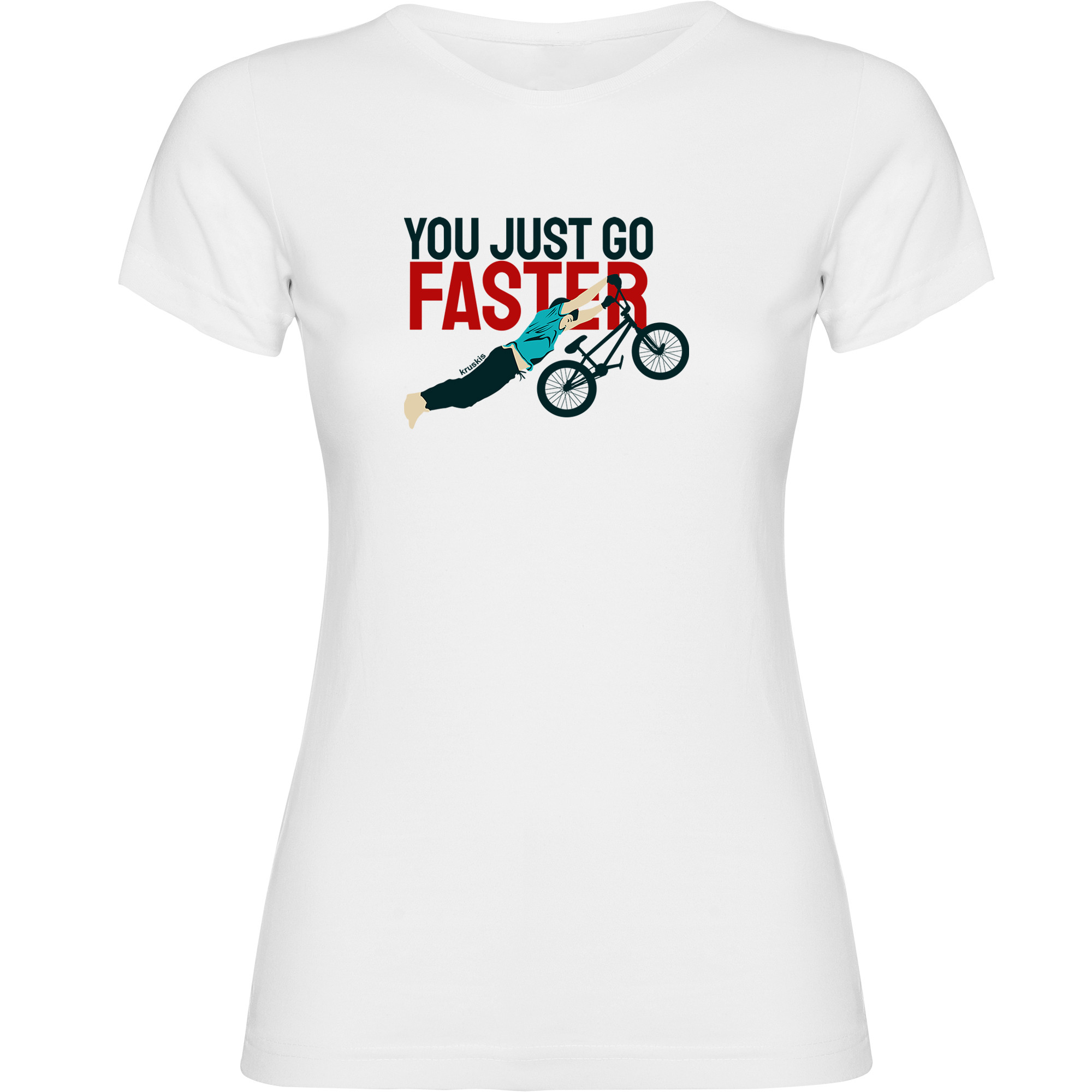 T Shirt BMX Go Faster Kortarmad Kvinna