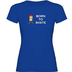 T Shirt Skateboardakning Born to Skate Kortarmad Kvinna