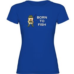 T Shirt Fiske Born to Fish Kortarmad Kvinna