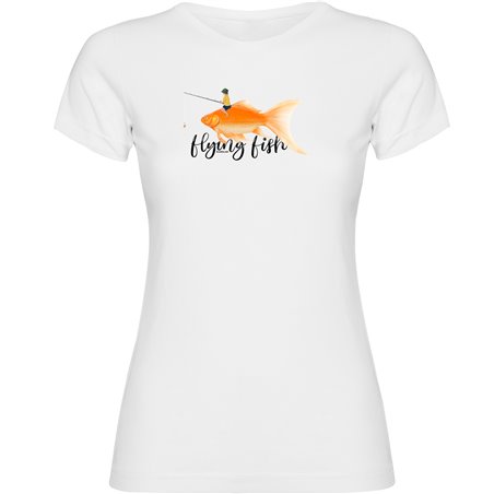 T Shirt Vissen Flying Fish Korte Mouwen Vrouw