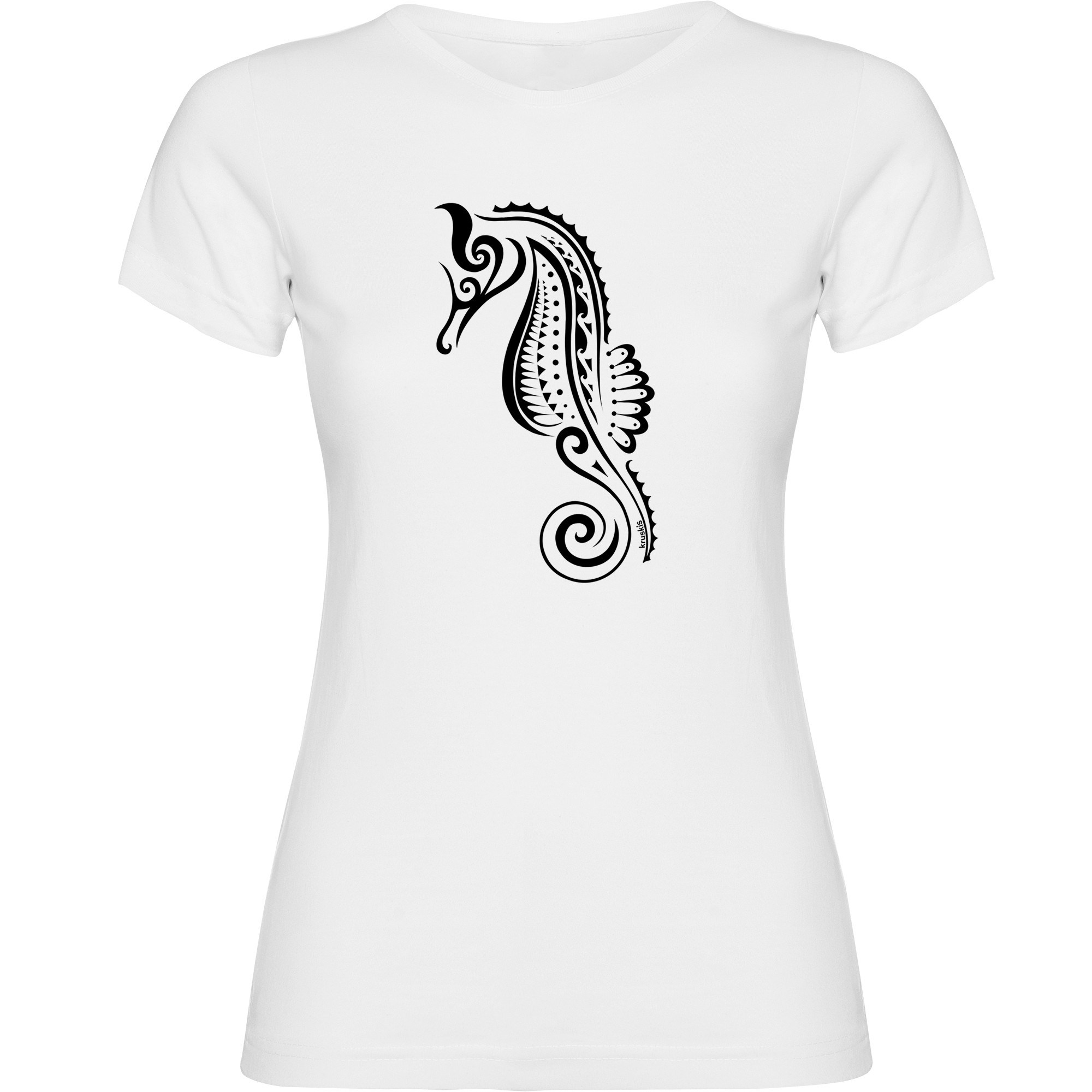 T Shirt Duiken Seahorse Tribal Korte Mouwen Vrouw