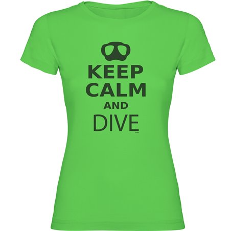 T Shirt Dykning Keep Calm And Dive Kortarmad Kvinna
