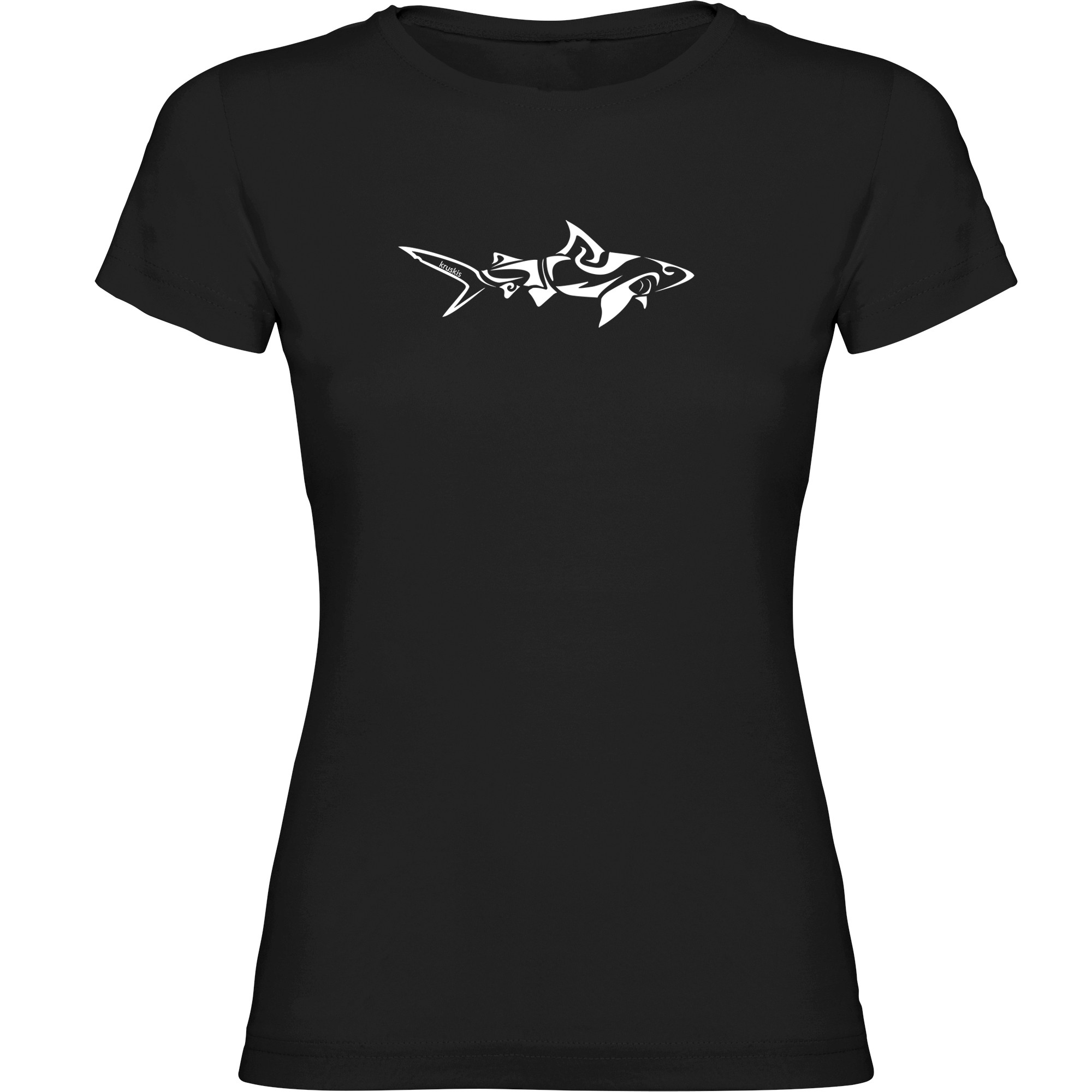 T Shirt Dykning Shark Tribal Kortarmad Kvinna