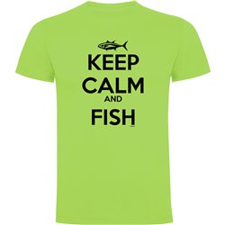 T Shirt Wedkarstwo Keep Calm and Fish Krotki Rekaw Czlowiek