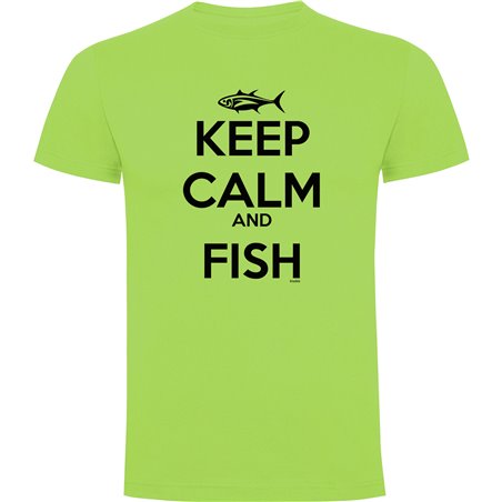 T Shirt Fiske Keep Calm and Fish Kortarmad Man