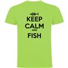 T Shirt Fiske Keep Calm and Fish Kortarmad Man