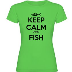 T Shirt Peche Keep Calm and Fish Manche Courte Femme