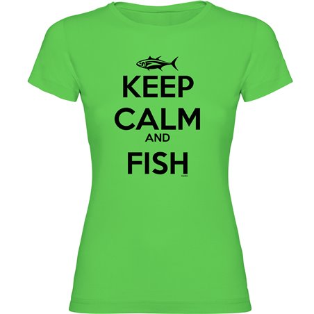 Camiseta Pesca Keep Calm and Fish Manga Corta Mujer