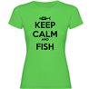 T Shirt Fishing Keep Calm and Fish Short Sleeves Woman