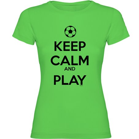 T Shirt Calcio Keep Calm And Play Football Manica Corta Donna