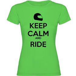 Camiseta Motociclismo Keep Calm And Ride Manga Corta Mujer
