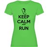 T Shirt Lopning Keep Calm and Run Kortarmad Kvinna