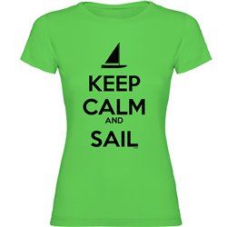 T Shirt Nautyczny Keep Calm and Sail Krotki Rekaw Kobieta
