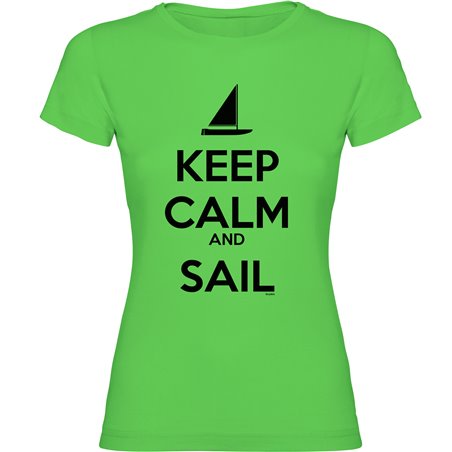 T Shirt Nautico Keep Calm and Sail Manica Corta Donna