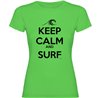 T Shirt Surf Surf Keep Calm and Surf Manche Courte Femme