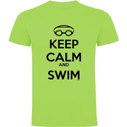 T Shirt Zwemmen Keep Calm and Swim Korte Mouwen Man