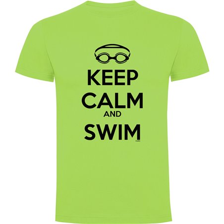 T Shirt Natation Keep Calm and Swim Manche Courte Homme