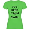 T Shirt Natation Keep Calm and Swim Manche Courte Femme