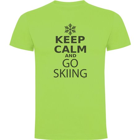 T Shirt Aka skidor Keep Calm and Go Skiing Kortarmad Man