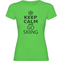 T Shirt Ski Keep Calm and Go Skiing Short Sleeves Woman