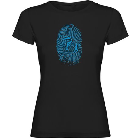 T Shirt Running Triathlon Fingerprint Krotki Rekaw Kobieta