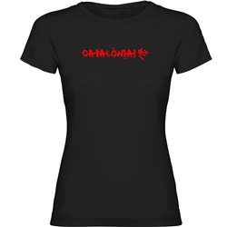 T Shirt Katalonien Catalonia Kortarmad Kvinna