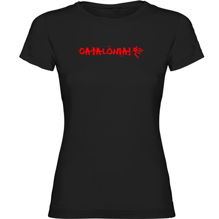 T Shirt Katalonien Catalonia Kortarmad Kvinna