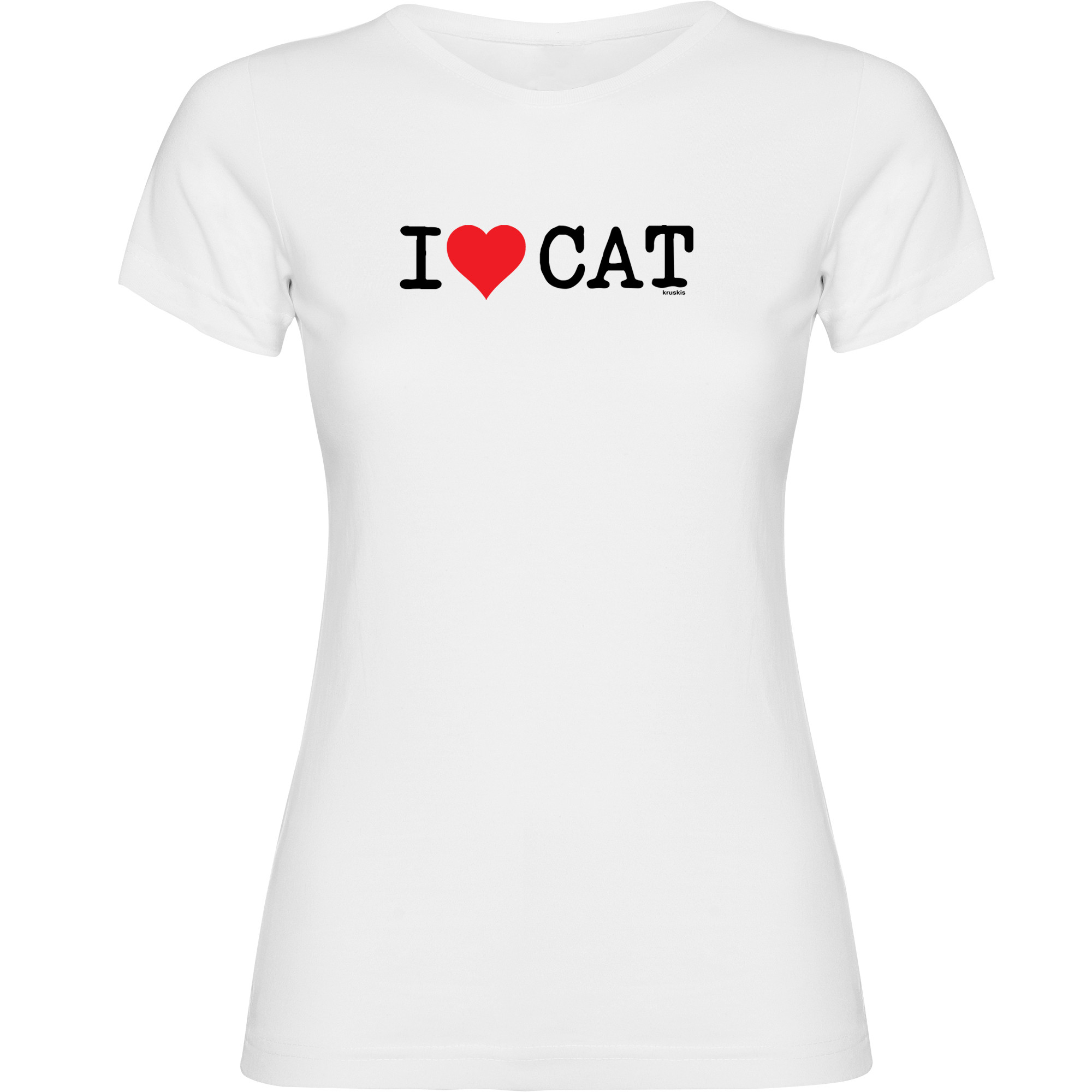 T Shirt Katalonia I Love CAT Krotki Rekaw Kobieta
