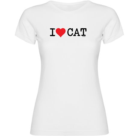 T Shirt Katalonia I Love CAT Krotki Rekaw Kobieta