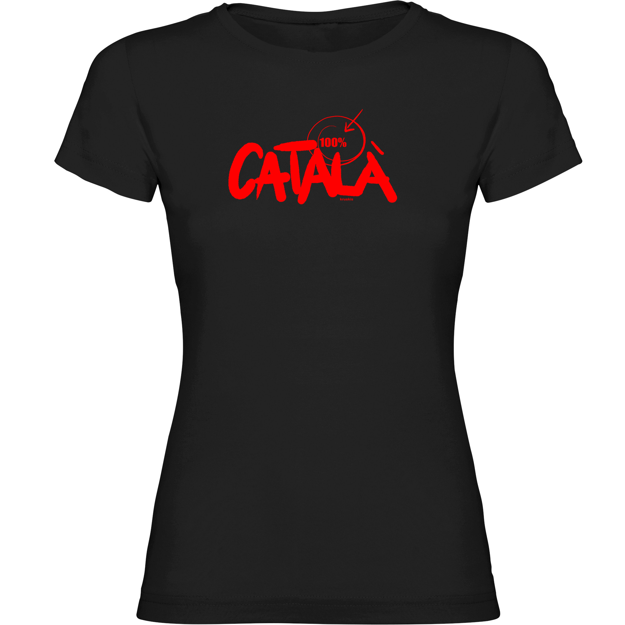 T Shirt Katalonien 100% Catala Kortarmad Kvinna
