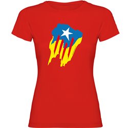 Camiseta Catalunya Estelada Pintada Manga Corta Mujer