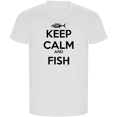 T Shirt ECO Fiske Keep Calm and Fish Kortarmad Man