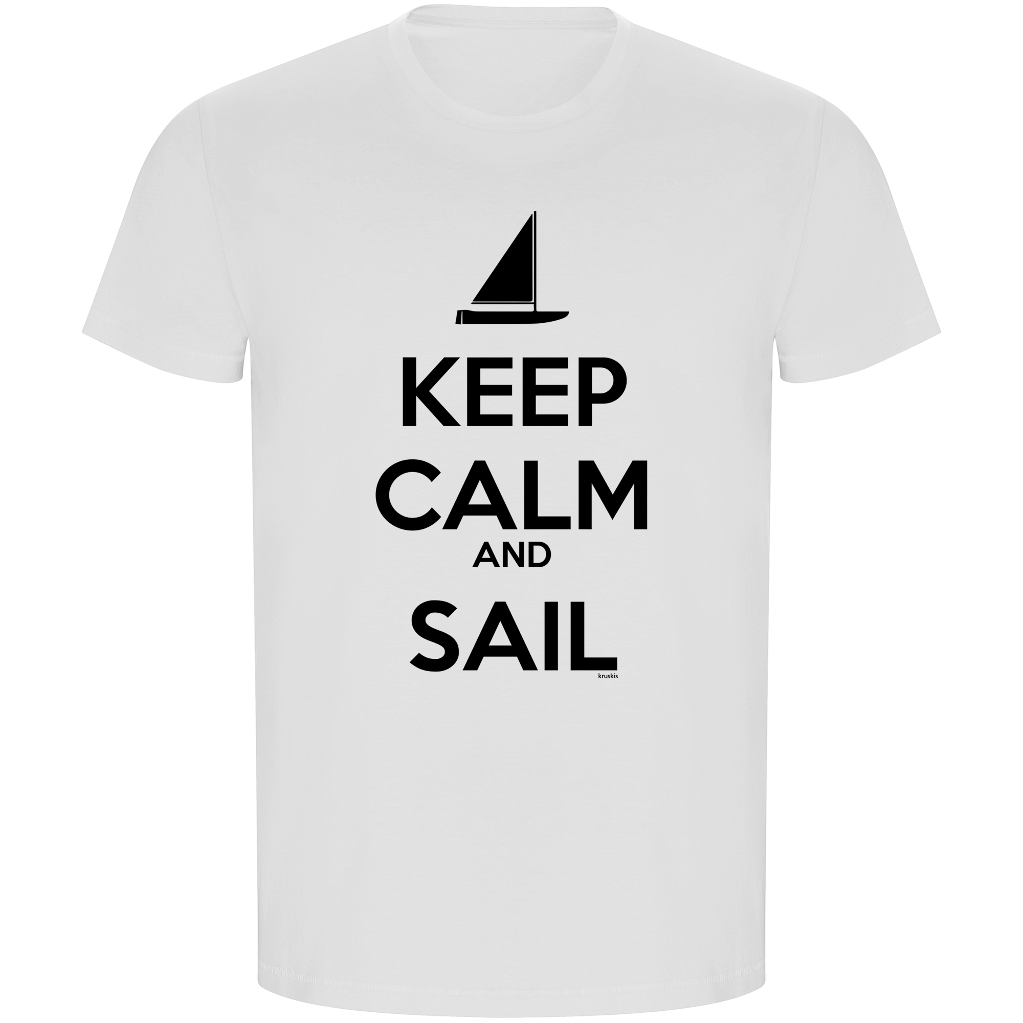 T Shirt ECO Nautyczny Keep Calm and Sail Krotki Rekaw Czlowiek