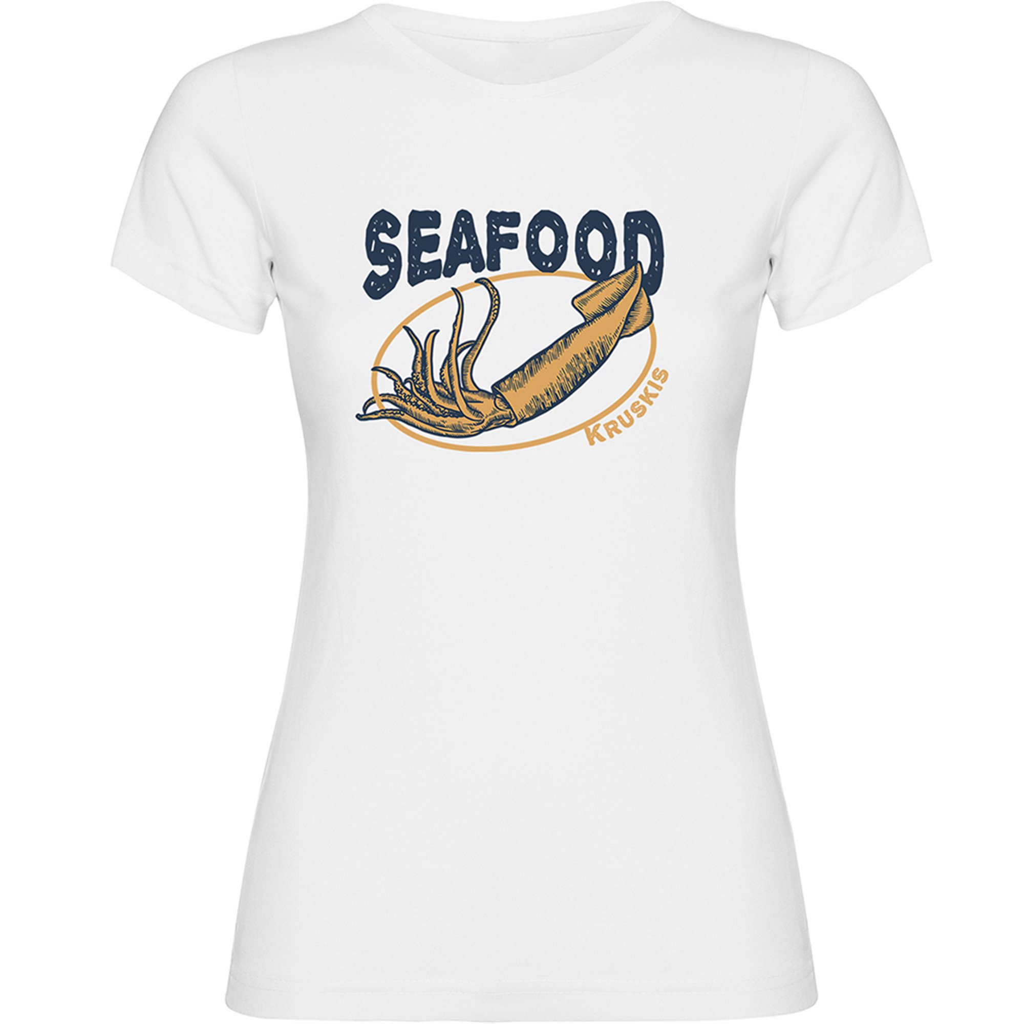 T Shirt Nautisk Seafood Squid Kortarmad Kvinna