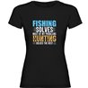 T Shirt Pesca Fishing Solves Manica Corta Donna
