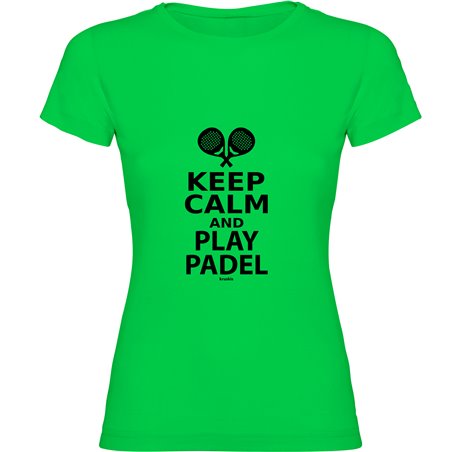 T Shirt Padel Keep Calm and Play Padel Manche Courte Femme