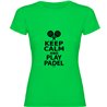 T Shirt Padel Keep Calm and Play Padel Kurzarm Frau