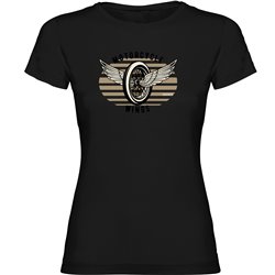 Camiseta Motociclismo Motorcycle Wings Manga Corta Mujer