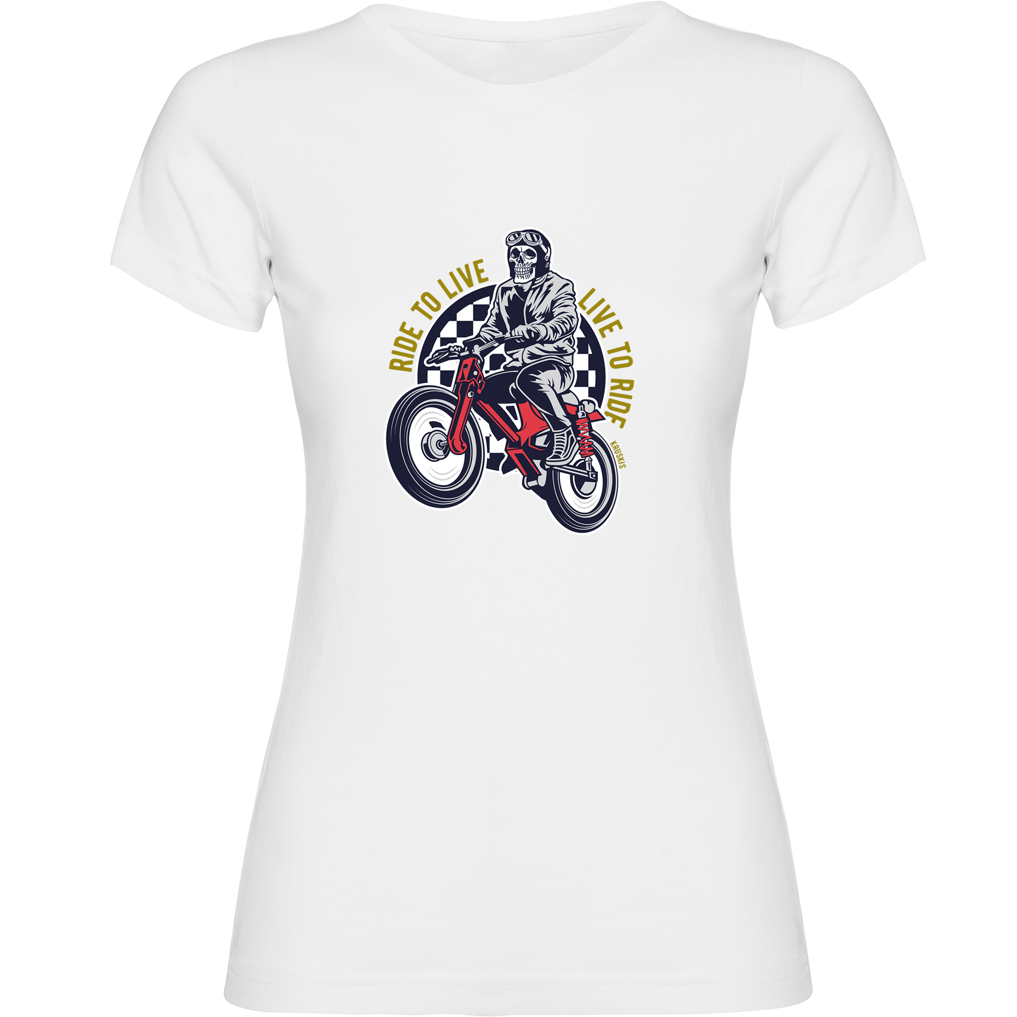 T Shirt Motorcykelakning Live to Ride Kortarmad Kvinna