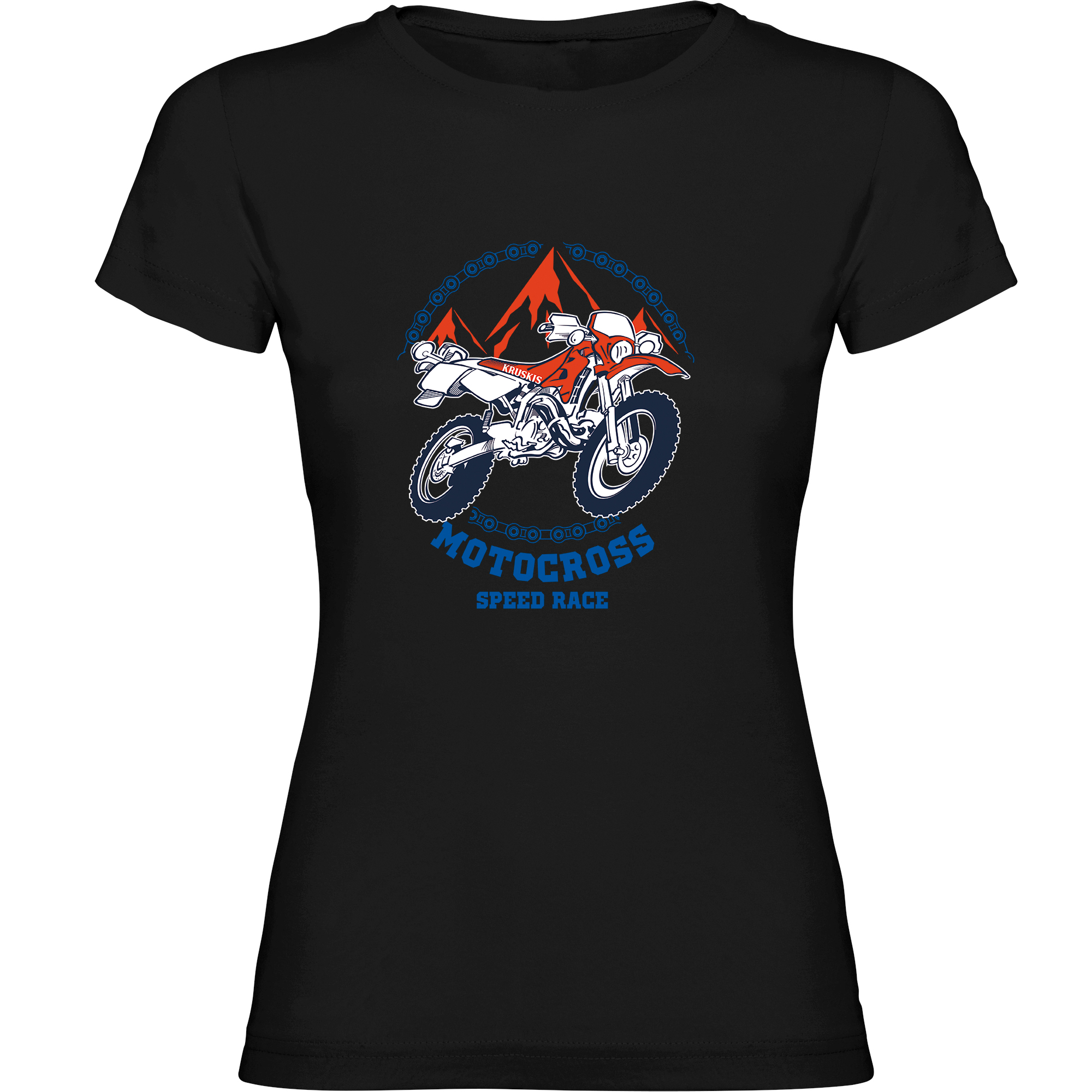 T Shirt Motocros Speed Race Manche Courte Femme