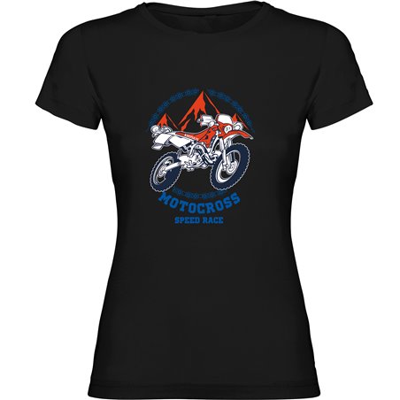 T Shirt Motocross Speed Race Manica Corta Donna