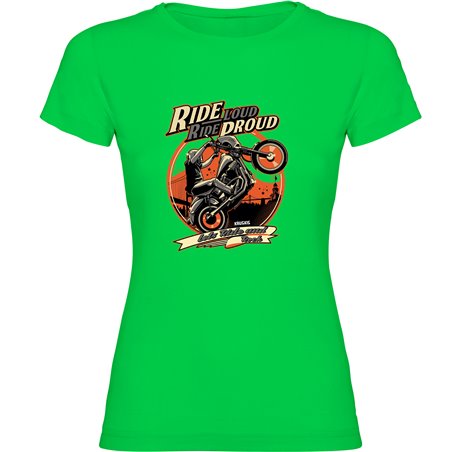 T Shirt Moto Ride Loud Manche Courte Femme