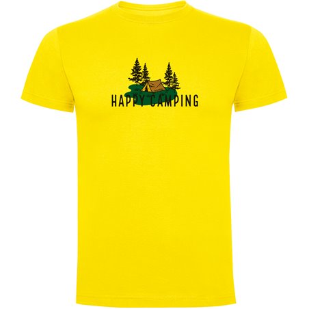 T Shirt Bergsbestigning Happy Camping Kortarmad Man
