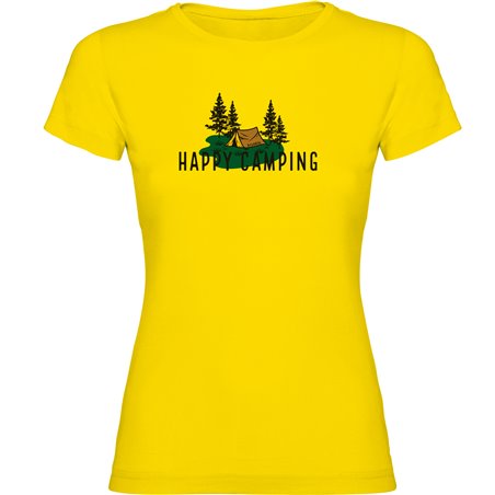 Camiseta Montanismo Happy Camping Manga Corta Mujer